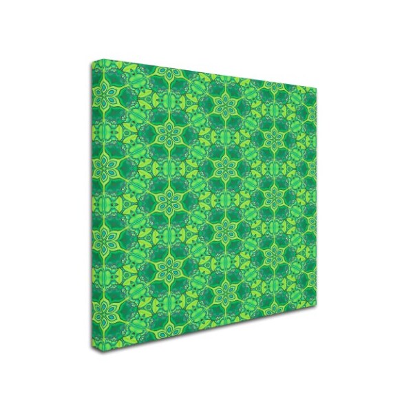 Cora Niele 'Stained Glass Green Pattern' Canvas Art,14x14